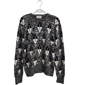 Gant By Michael Bastian‎ Sweater Mens Medium Gray Black Marled Knit Crewneck